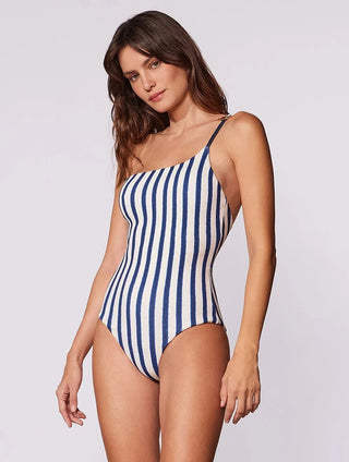 One-Shoulder Striped Swimsuit