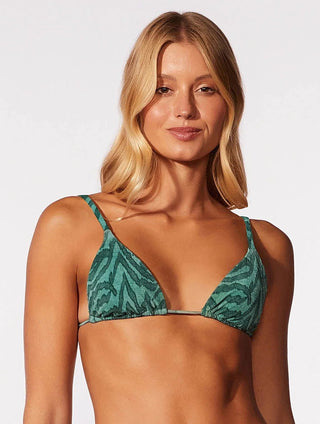 Natural Tie-Back Patterned Textured Swim Top