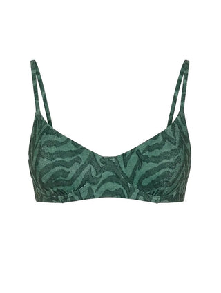 Natural Half-Cup Patterned Textured Swim Top