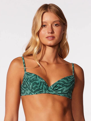 Half-Cup Patterned Textured Swim Top