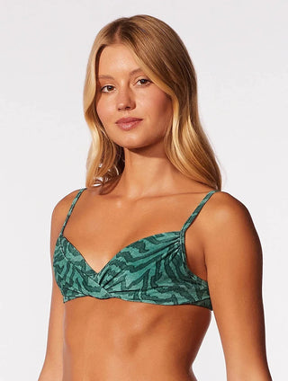 Half-Cup Patterned Textured Swim Top