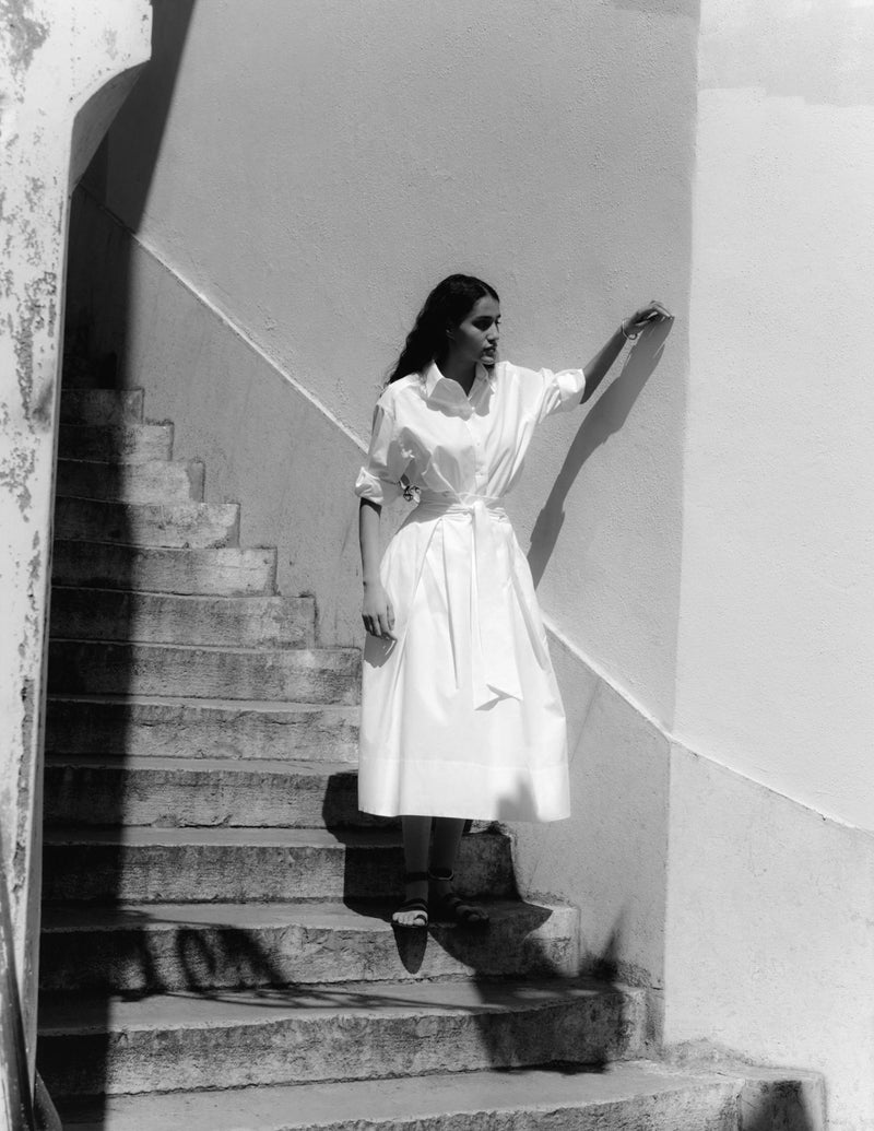 Belted-Detail Pleated Skirt White - A LINE