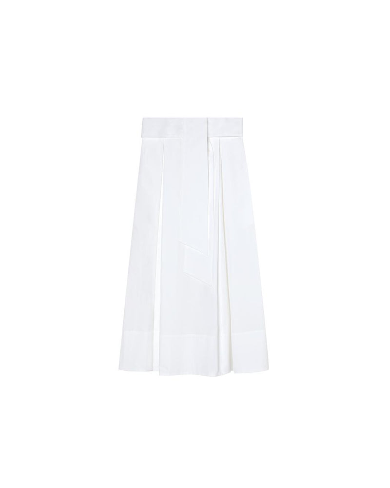 Belted-Detail Pleated Skirt White - A LINE
