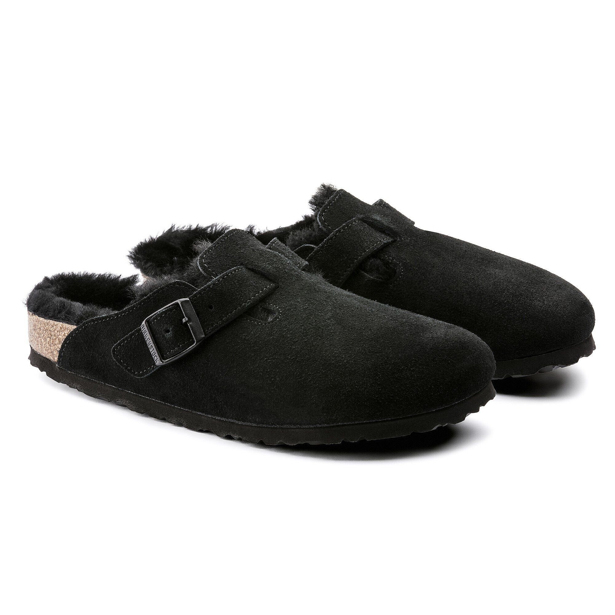 Boston Shearling Black Suede Leather Narrow