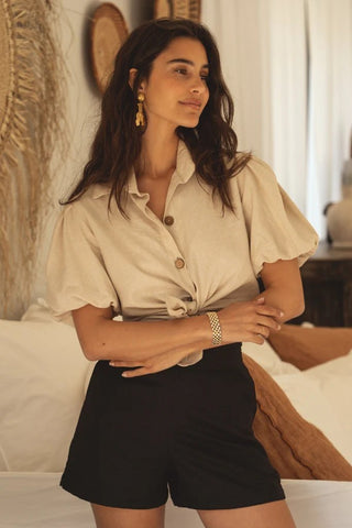 Linen Amalfi Shirt Sand