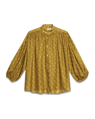 Paisley-Print Long-Sleeve Blouse