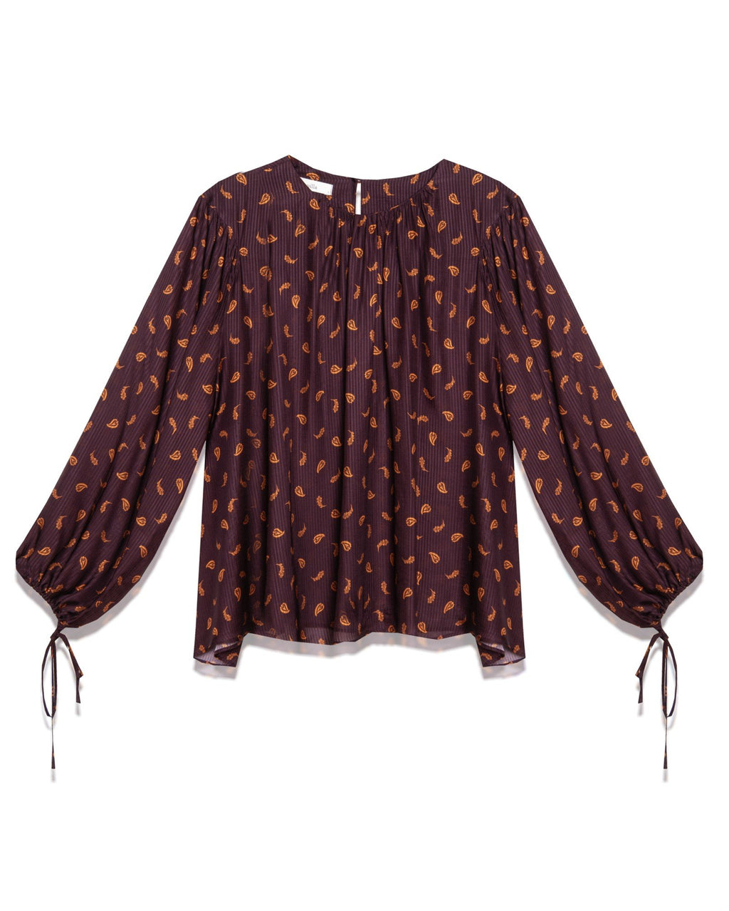 Paisley-Print Long-Sleeve Blouse
