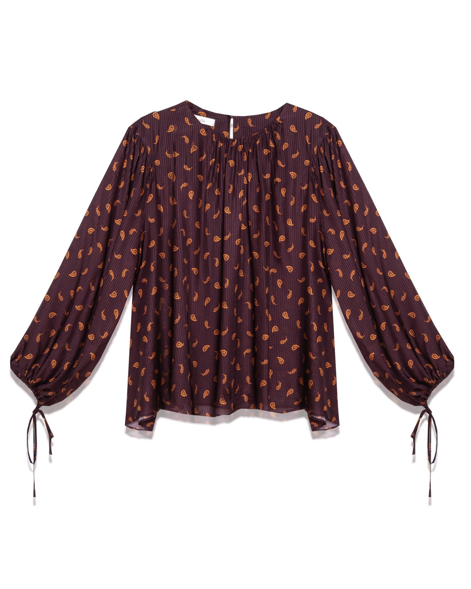 Paisley-Print Long-Sleeve Blouse