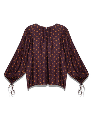 Paisley-Print Long-Sleeve Blouse