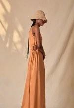 Vestido Rubia Textured Silk Midi Dress, Urucum and Catuaba Dye