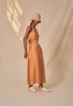 Vestido Rubia Textured Silk Midi Dress, Urucum and Catuaba Dye