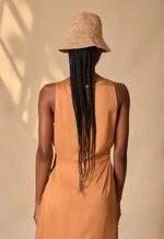 Vestido Rubia Textured Silk Midi Dress, Urucum and Catuaba Dye