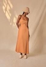 Vestido Rubia Textured Silk Midi Dress, Urucum and Catuaba Dye
