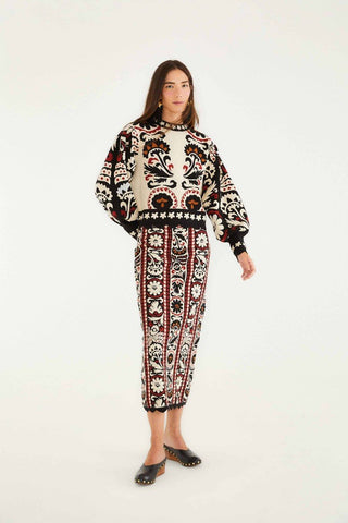 Stripes Winter Tapestry Knit Sweater