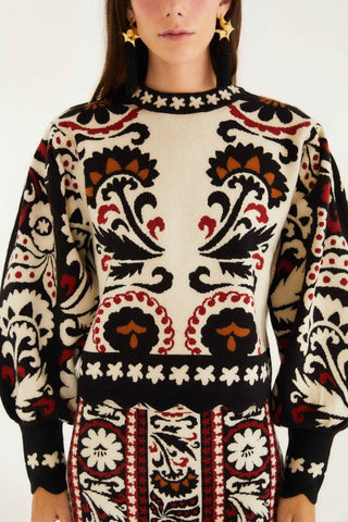 Stripes Winter Tapestry Knit Sweater