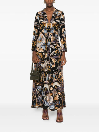 Snake Garden Black Maxi Dress