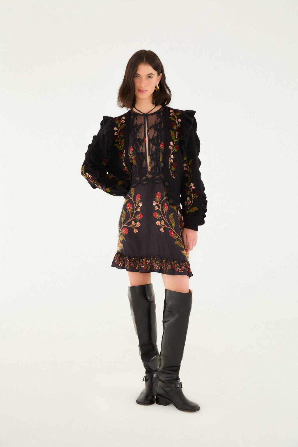 Berry Embroidery Knit Cardigan