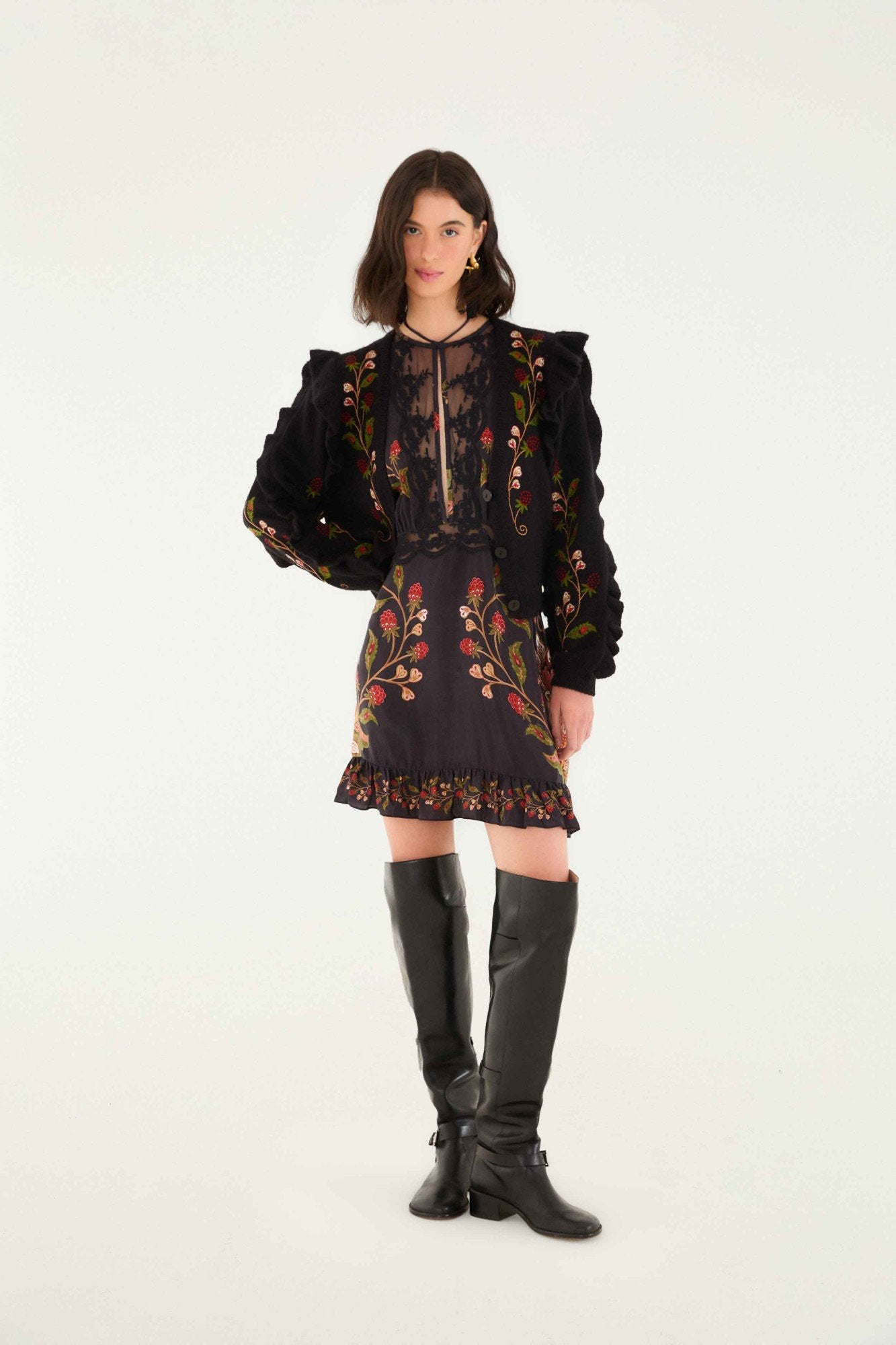 Berry Embroidery Knit Cardigan