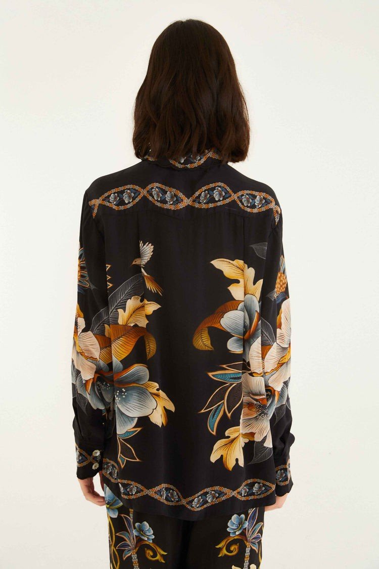 Black Floral Snake Pajama Shirt