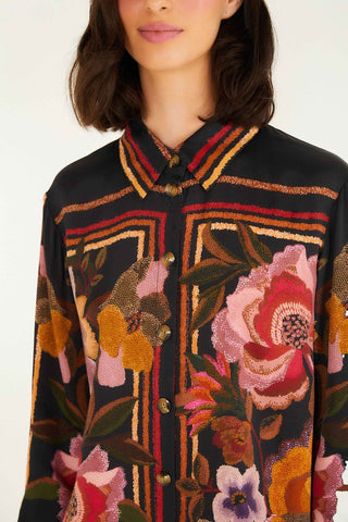 Black Chenille Flowers Shirt