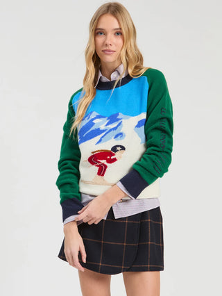 Embroidered Jersey Green And Blue Ski