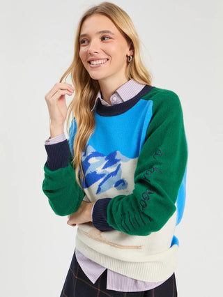 Embroidered Jersey Green And Blue Ski