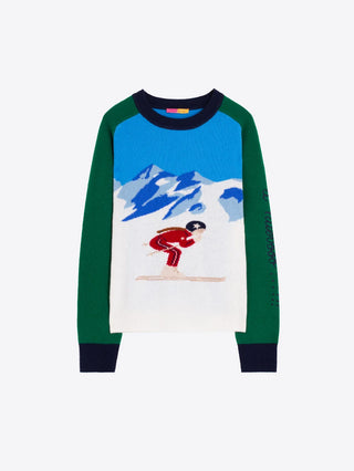 Embroidered Jersey Green And Blue Ski