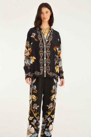 Black Flowerful Garden Pajama Pants
