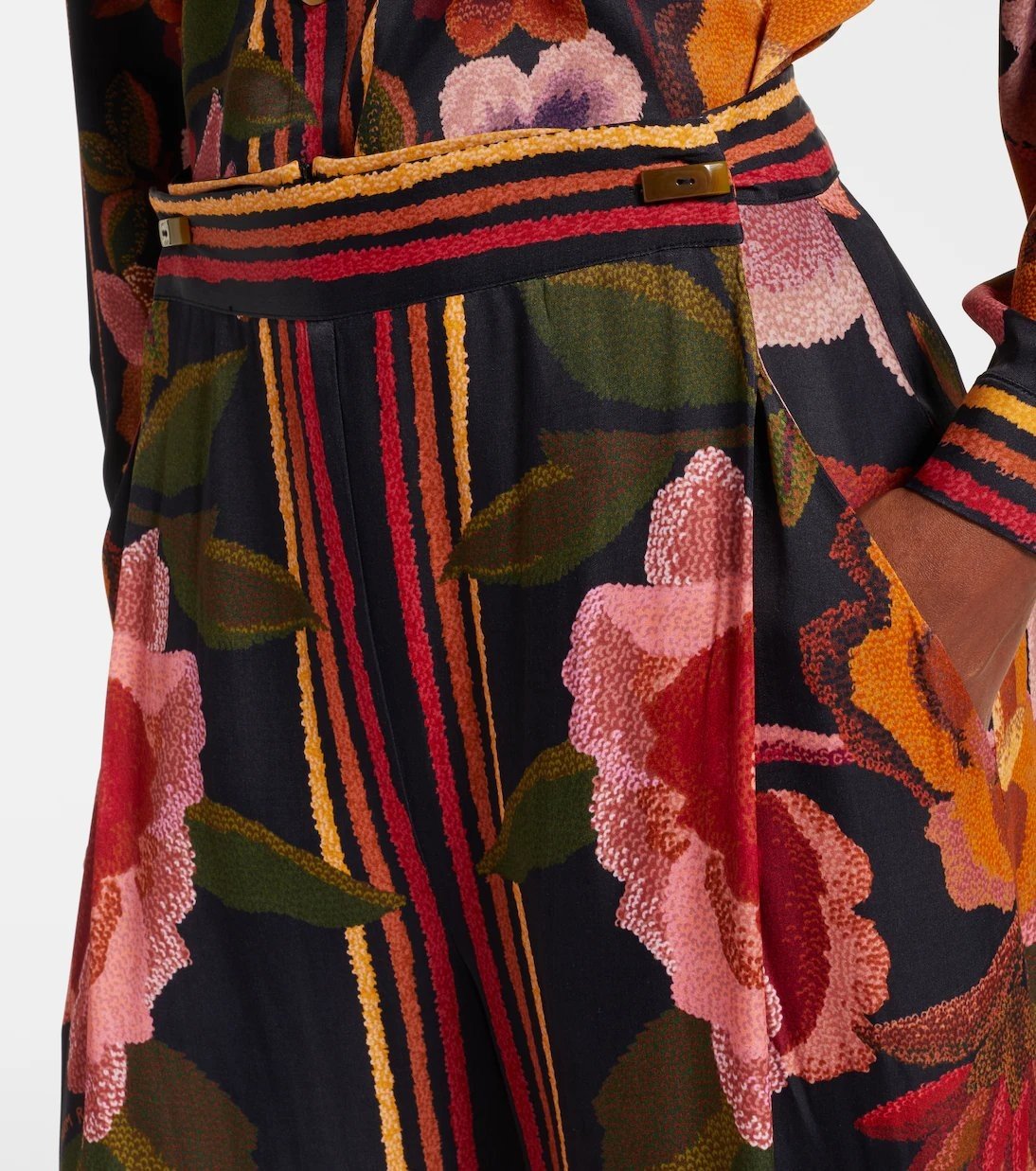 Chenille Flowers Black Pants