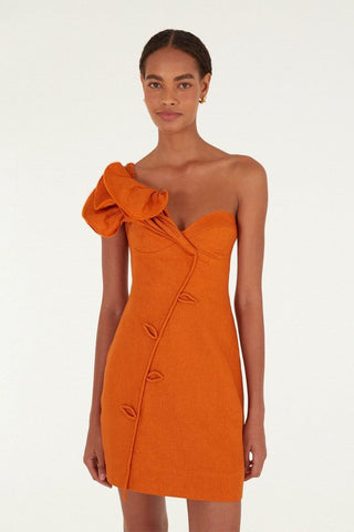 Orange Flower Euroflax Premium Linen Mini Dress