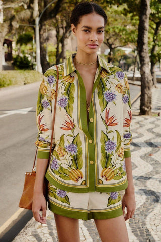 Sand Tropical Scarf Lenzing Ecovero Euroflax Shirt