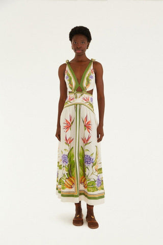 Sand Tropical Scarf Lenzing Ecovero Euroflax Maxi Dress