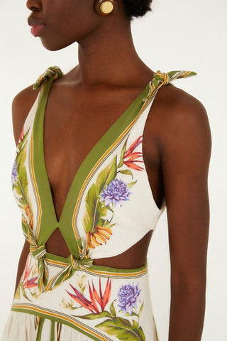 Sand Tropical Scarf Lenzing Ecovero Euroflax Maxi Dress