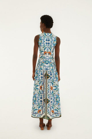 Off-White Flora Tile Scallop Euroflax Premium Linen Maxi Dress