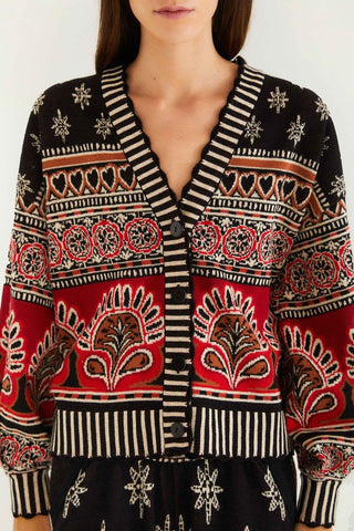 Black Ainika Love Coconut Groove Knit Cardigan