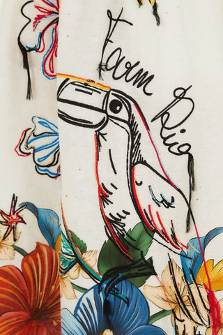 Off-White Tropi Embroidered Euroflax Premium Linen Maxi Skirt