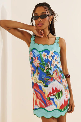 Garden of Life Scarf Multicolor Sleeveless Mini