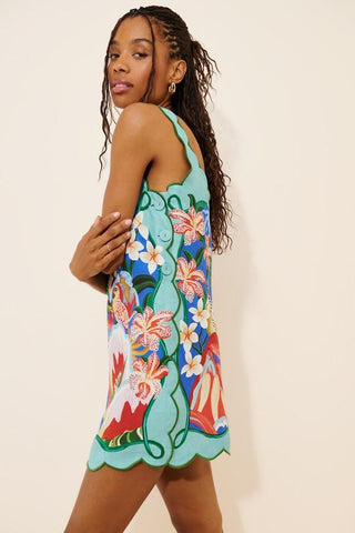 Garden of Life Scarf Multicolor Sleeveless Mini