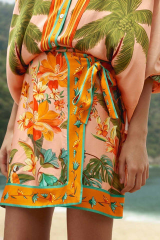 Multicolor Birds Lenzing Ecovero Mini Skirt