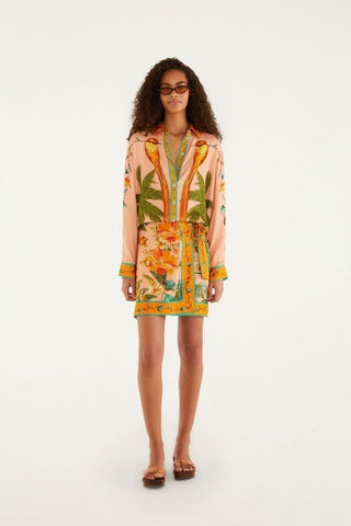 Multicolor Birds Lenzing Ecovero Mini Skirt