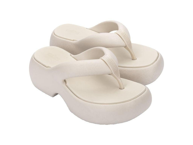 Free Fuzzy Beige Platform Thong Sandal - Melissa