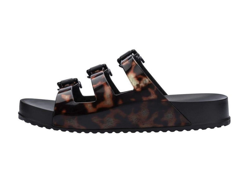 Cozy Stripes Tortoise and Black Slide Sandal - Melissa