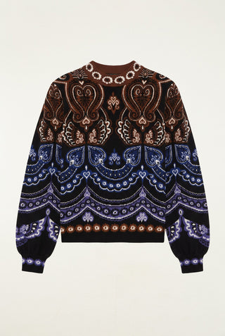 Nicole Scarf Puff Sleeve Knit Sweater