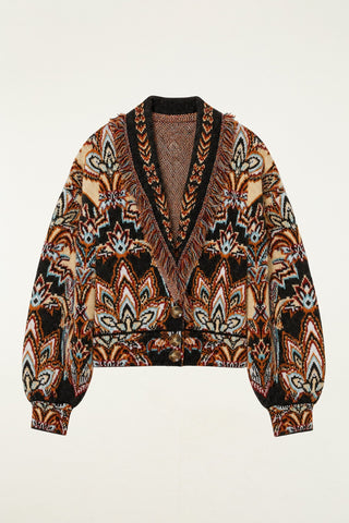 Tapestry Dream Fringe Knit Cardigan