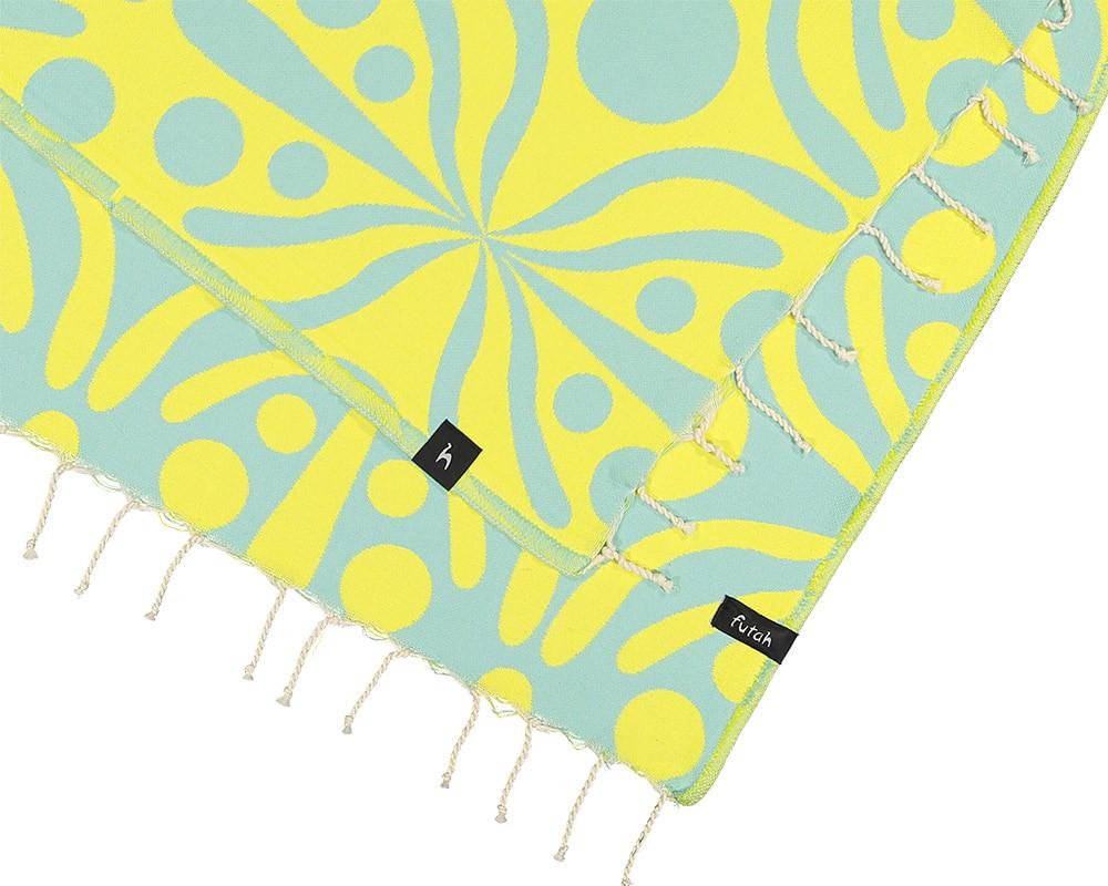 Flora Yellow & Water Beach Towel - Futah