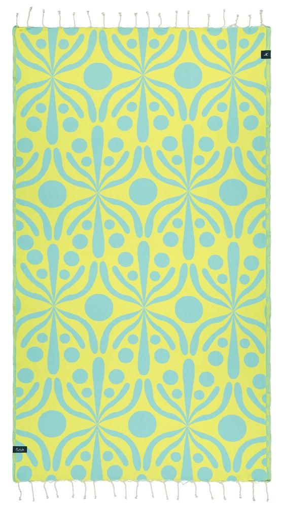 Flora Yellow & Water Beach Towel - Futah