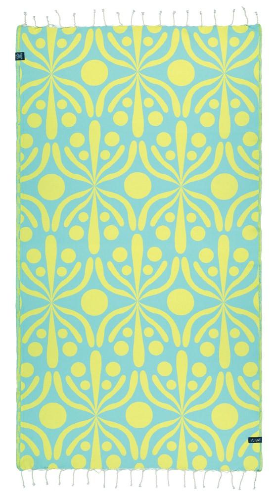 Flora Yellow & Water Beach Towel - Futah