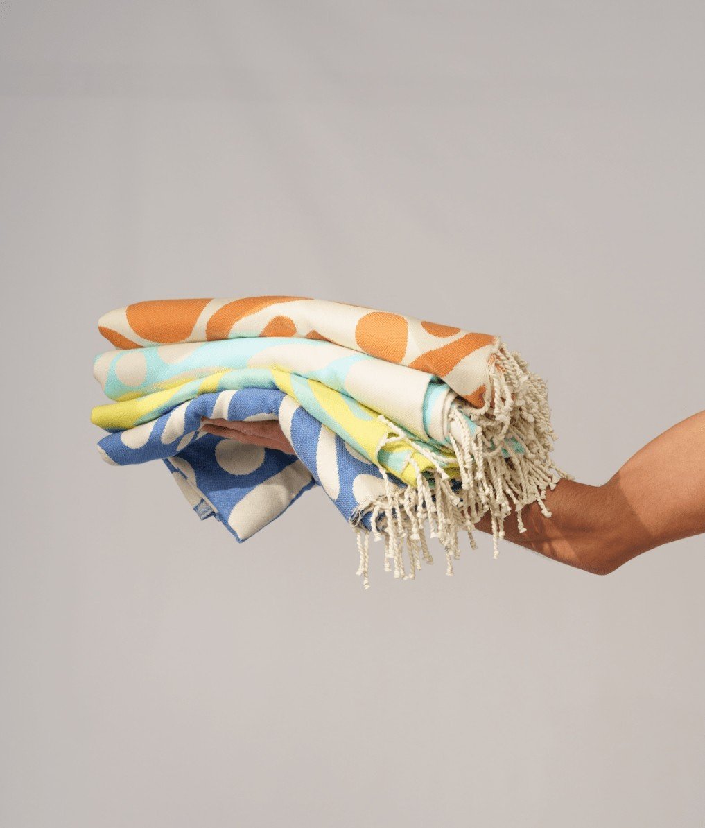 Flora Yellow & Water Beach Towel - Futah