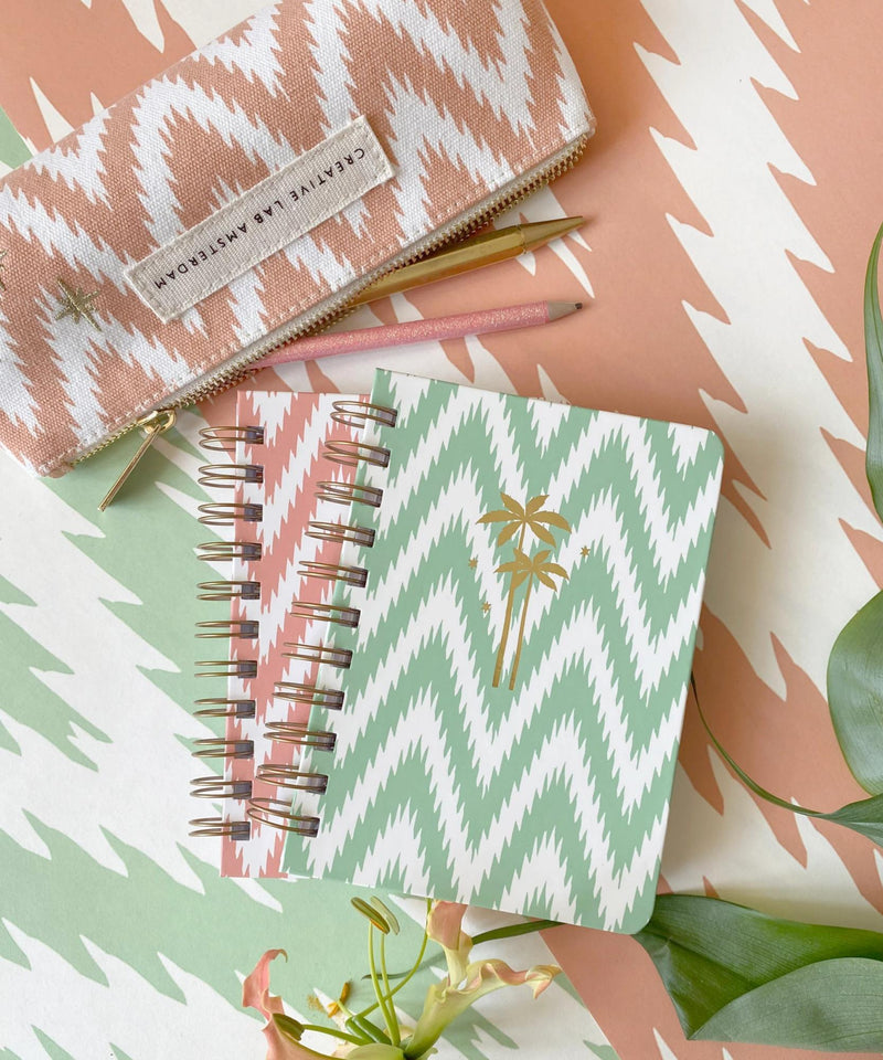 Ikat Green Notebook Wire A6 - Creative Lab Amsterdam
