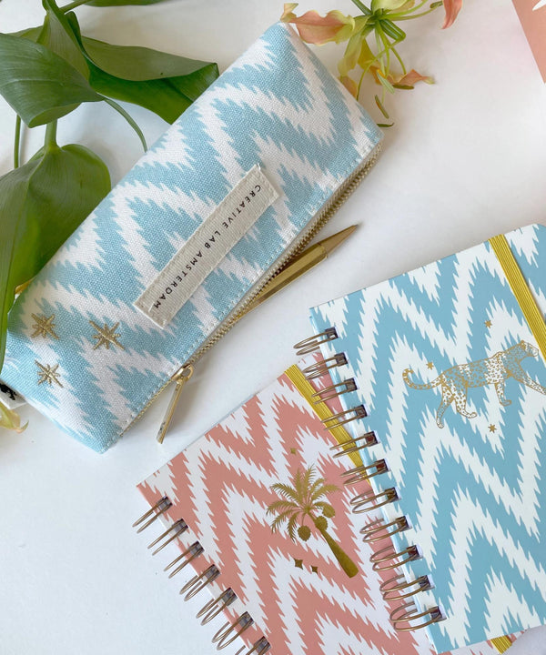 Ikat Blue Pencil Case/Pouch Triangle - Creative Lab Amsterdam